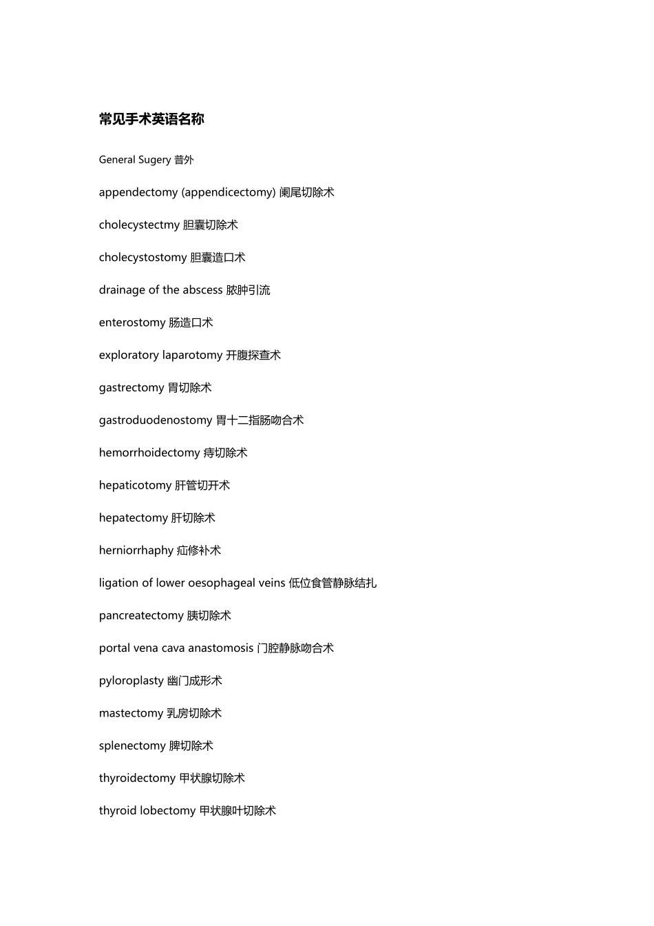 常见手术英语名称_第2页