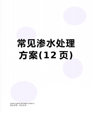 常见渗水处理方案