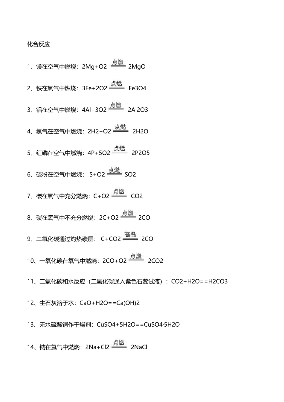 常见的化合反应及其方程式_第2页