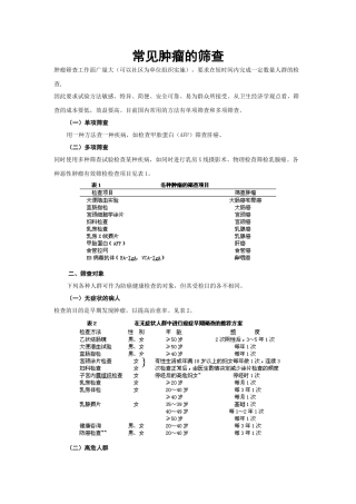 常见肿瘤的筛查