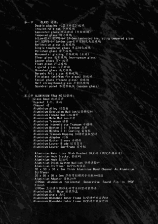 幕墙常用英文词汇