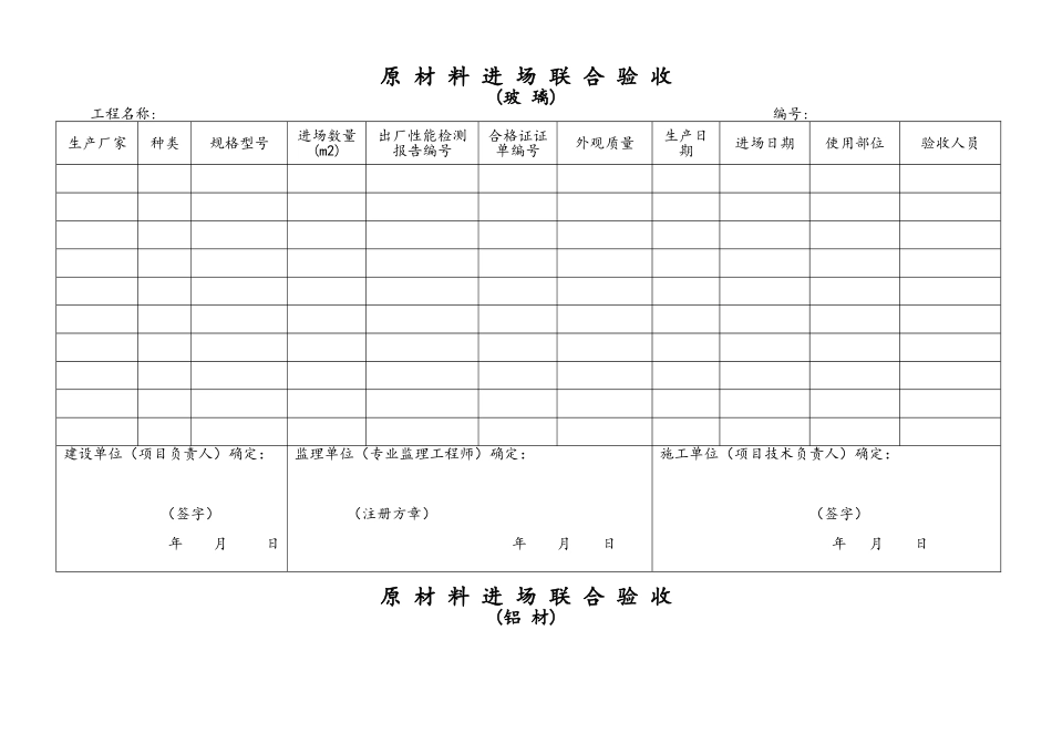 幕墙材料进场验收表_第1页