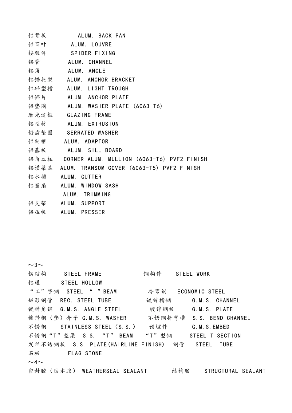 幕墙设计中英文对照_第2页