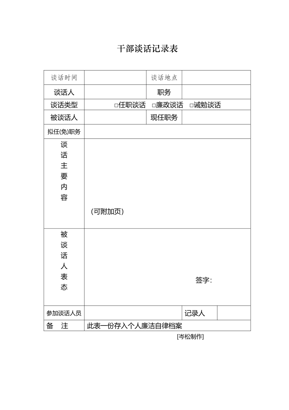 干部谈话记录表_第2页