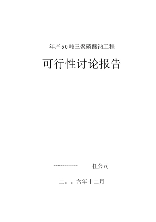 年产50吨三聚磷酸钠可研报告