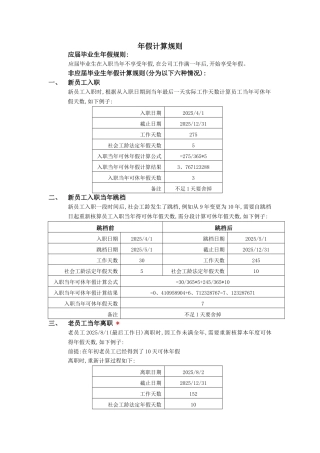 年假计算规则