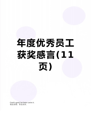 年度优秀员工获奖感言