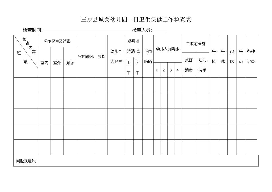 幼儿园一日卫生保健工作检查表_第2页