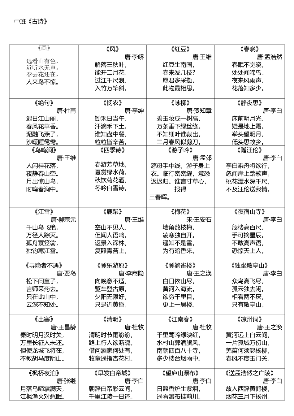 幼儿园中班《唐诗》_第2页