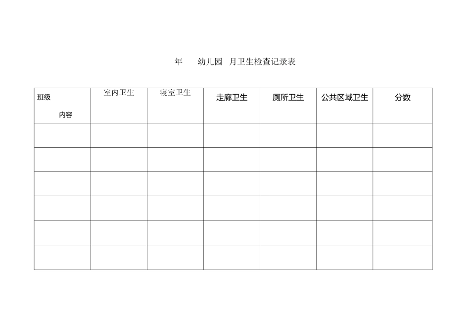 幼儿园卫生检查记录表97460_第2页