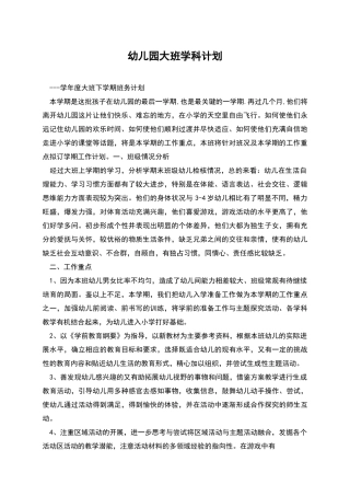 幼儿园大班学科计划