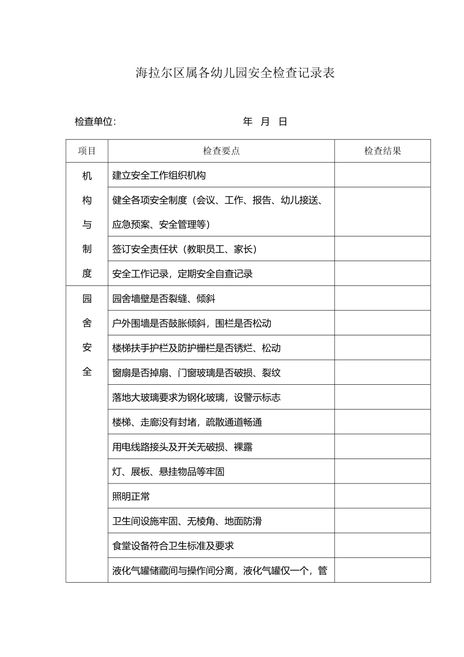 幼儿园安全检查记录表_第2页