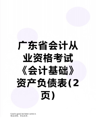 广东省会计从业资格考试《会计基础》资产负债表