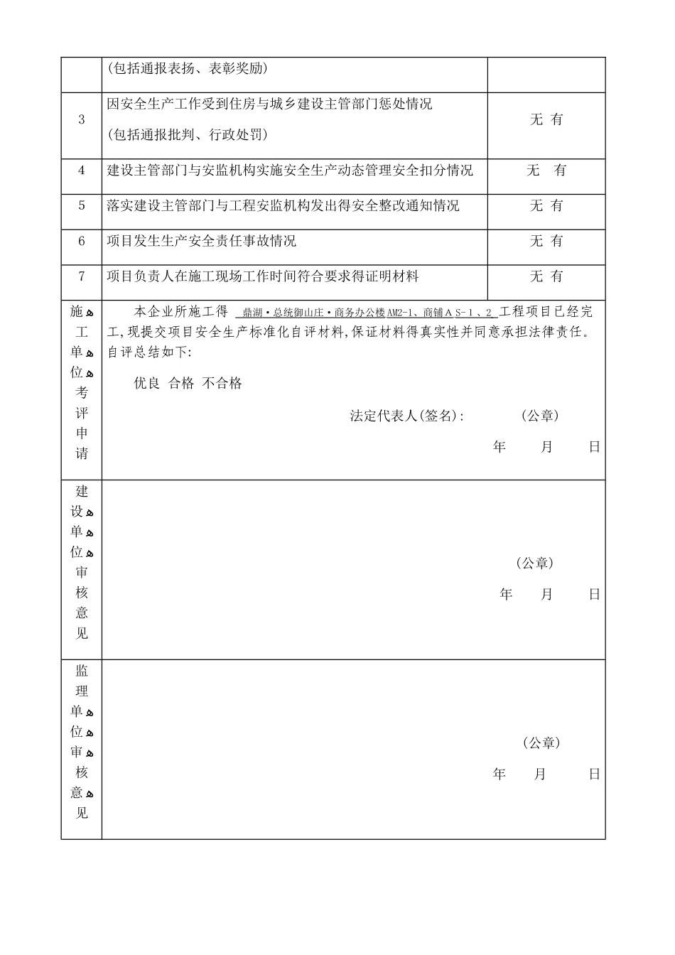 广东省建筑施工项目安全生产标准化评定申请表_第3页