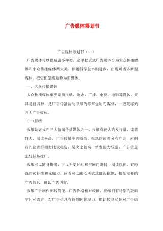 广告媒体策划书