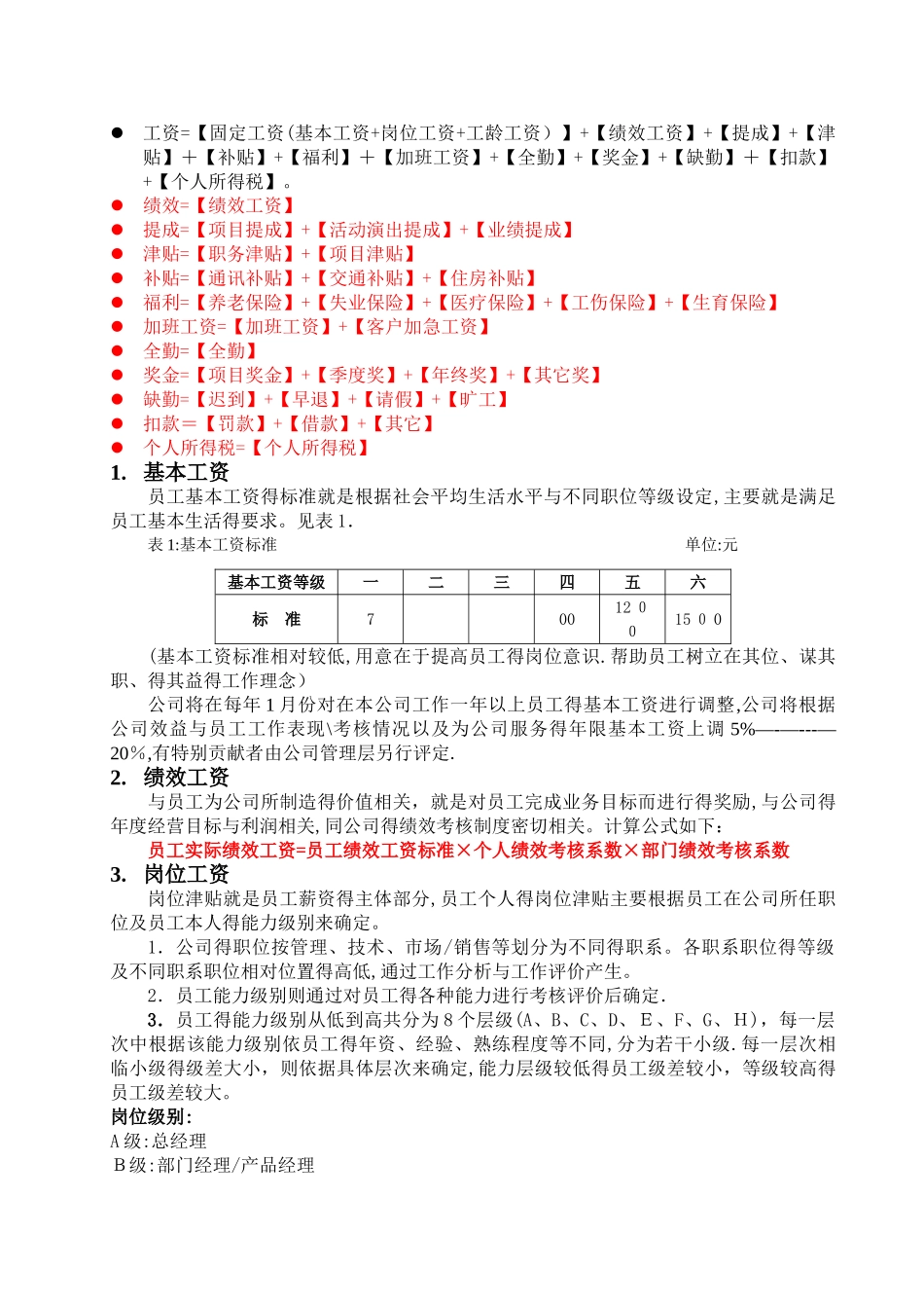 广告文化公司薪资结构表_第3页