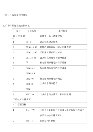 广告灯箱技术要求