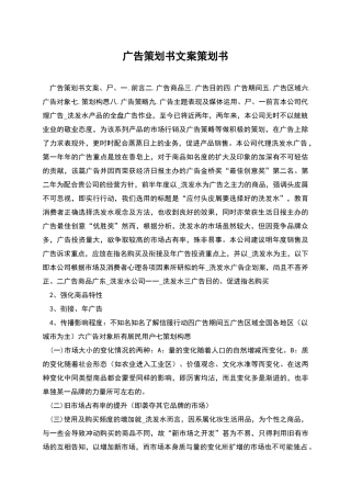 广告策划书文案策划书