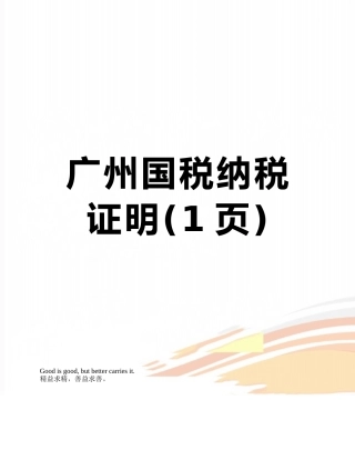 广州国税纳税证明