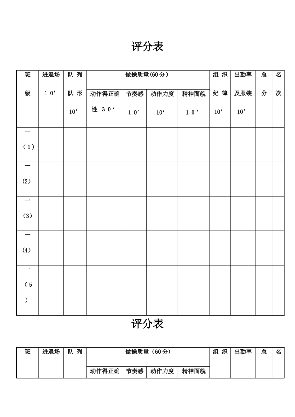 广播体操比赛评分表_第1页