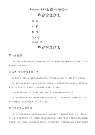 库存管理制度