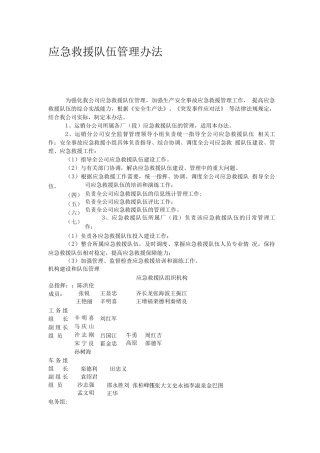 应急救援队伍管理办法