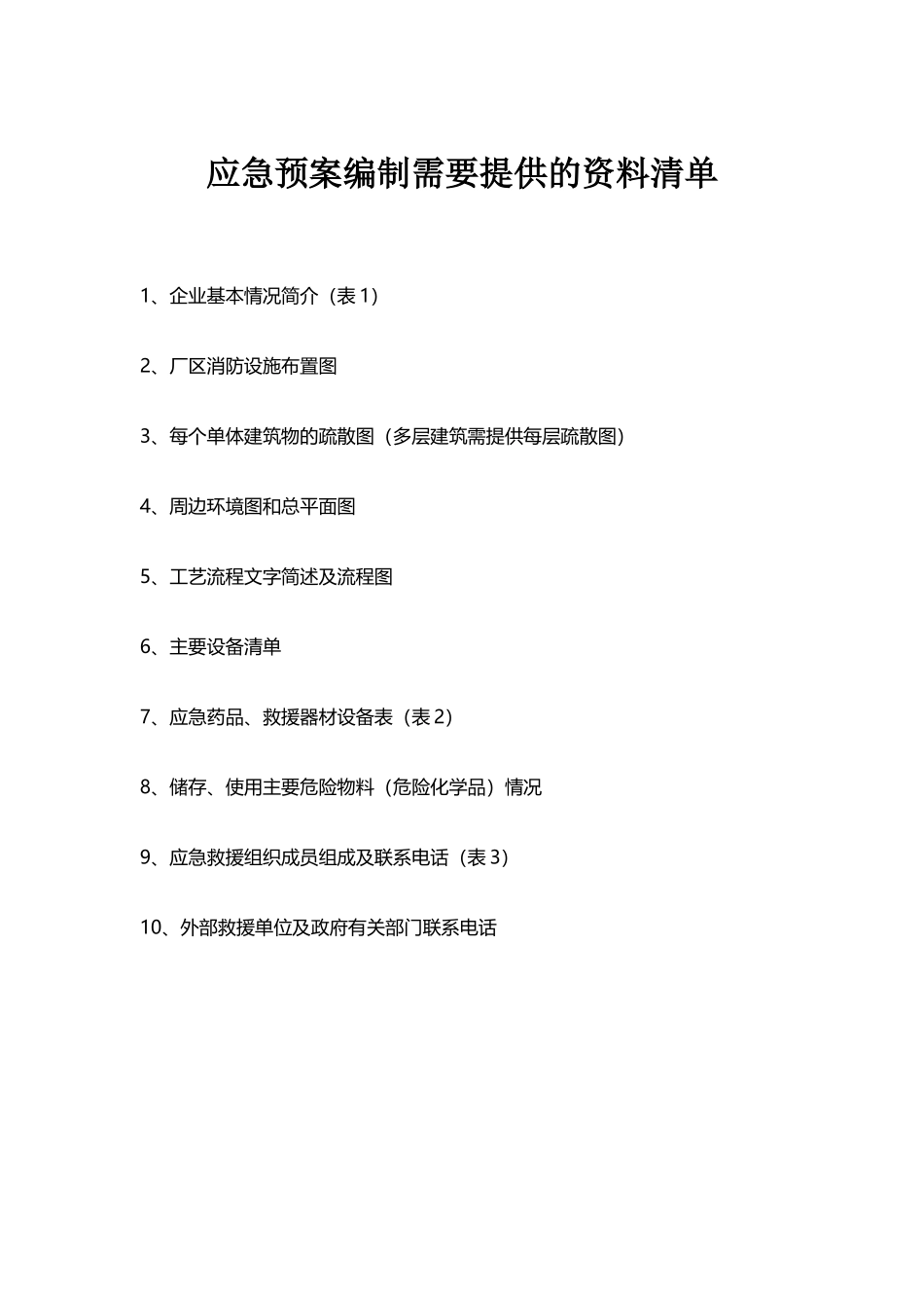 应急预案编制需要提供的资料清单_第2页