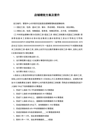 店铺绩效方案及晋升