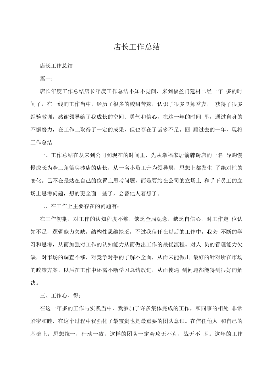 店长工作总结_第1页