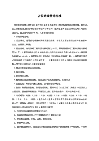 店长路线晋升标准