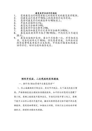 康复医学活动评价指标