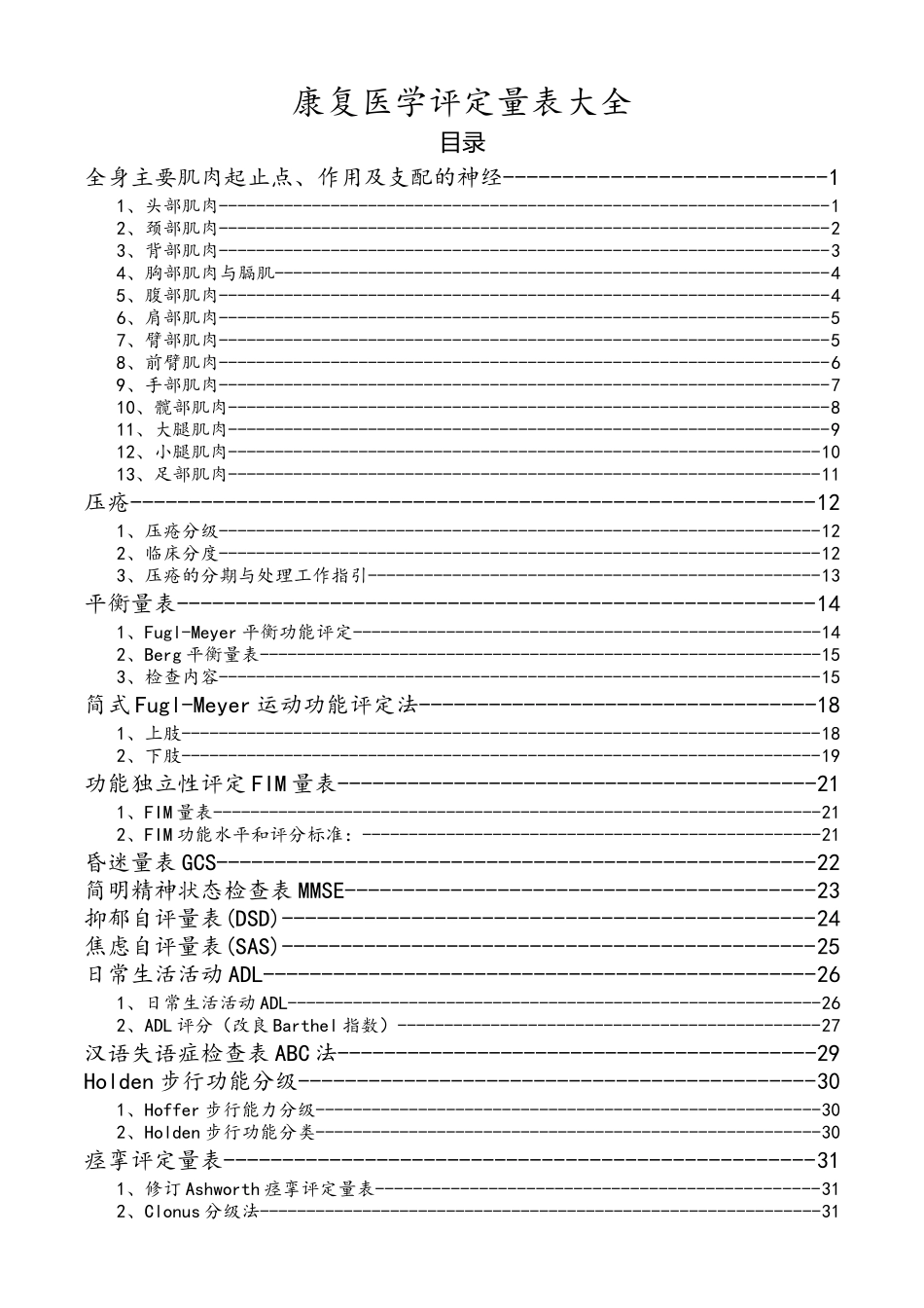 康复医学评定量表大全_第1页