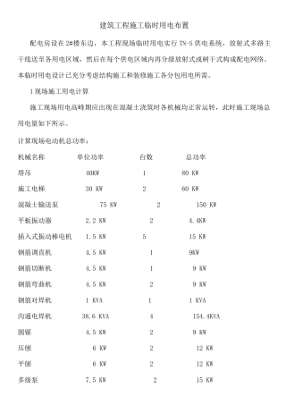 建筑工程施工临时用电布置