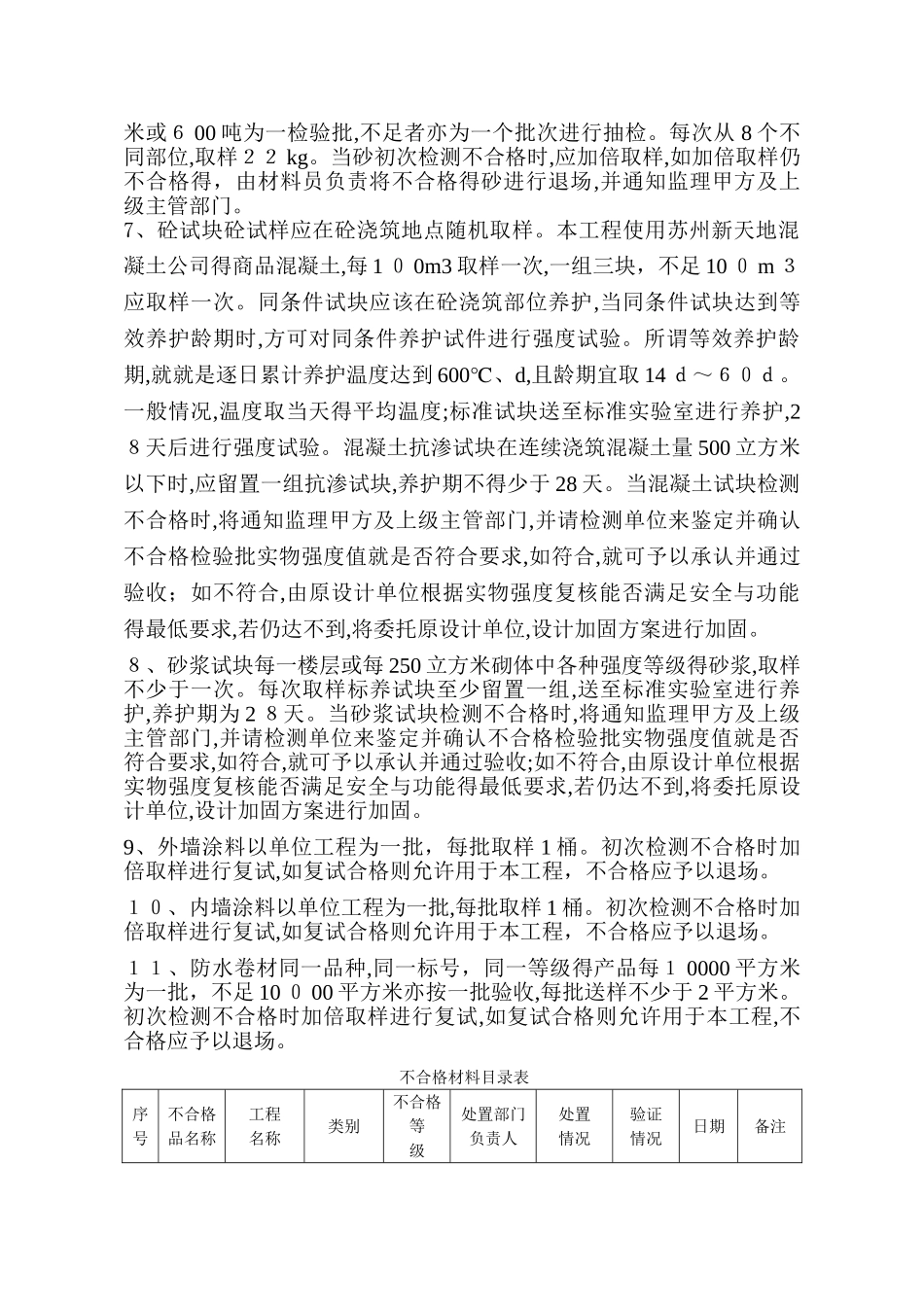 建筑工程材料检测及不合格材料处理方案_第2页