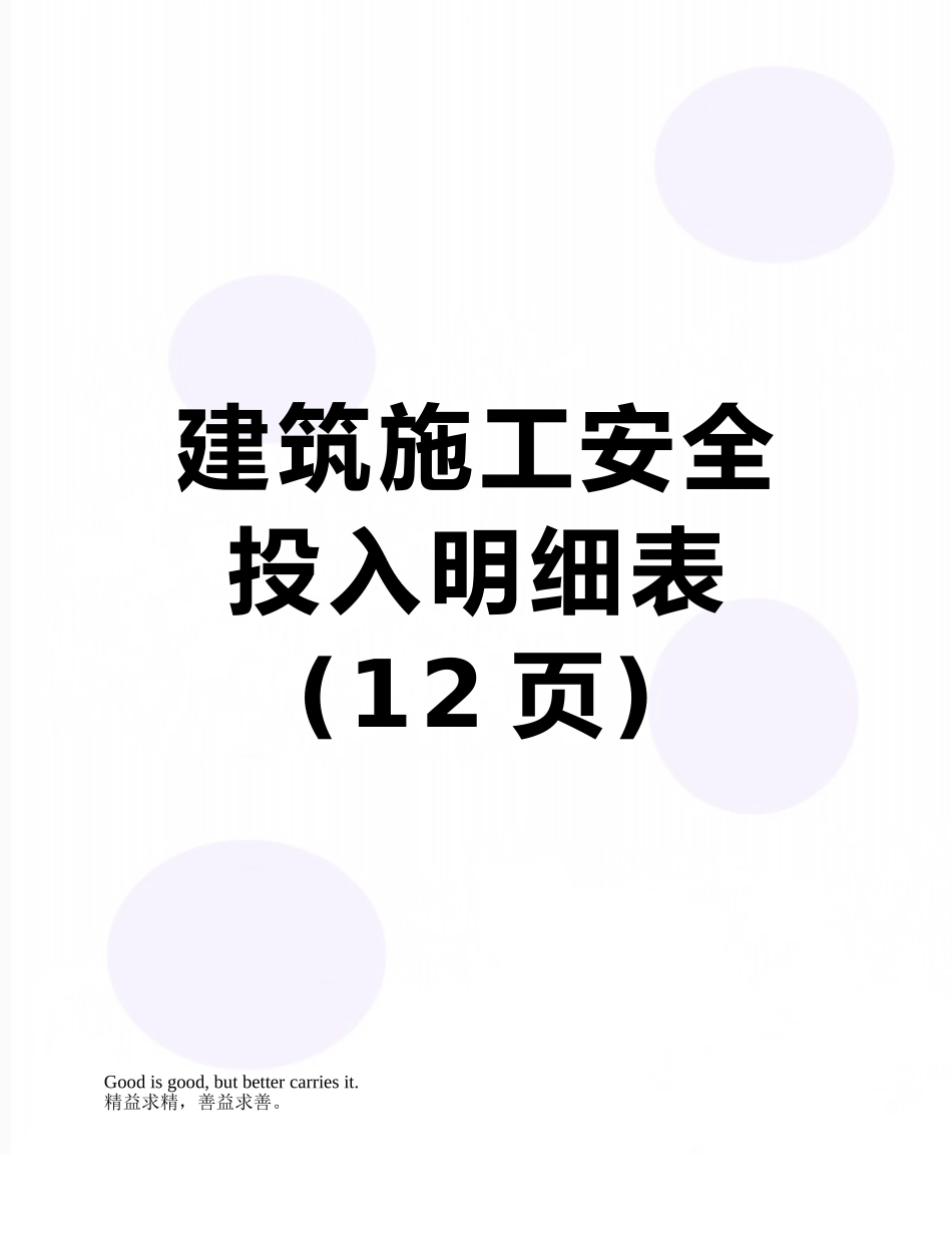 建筑施工安全投入明细表_第1页