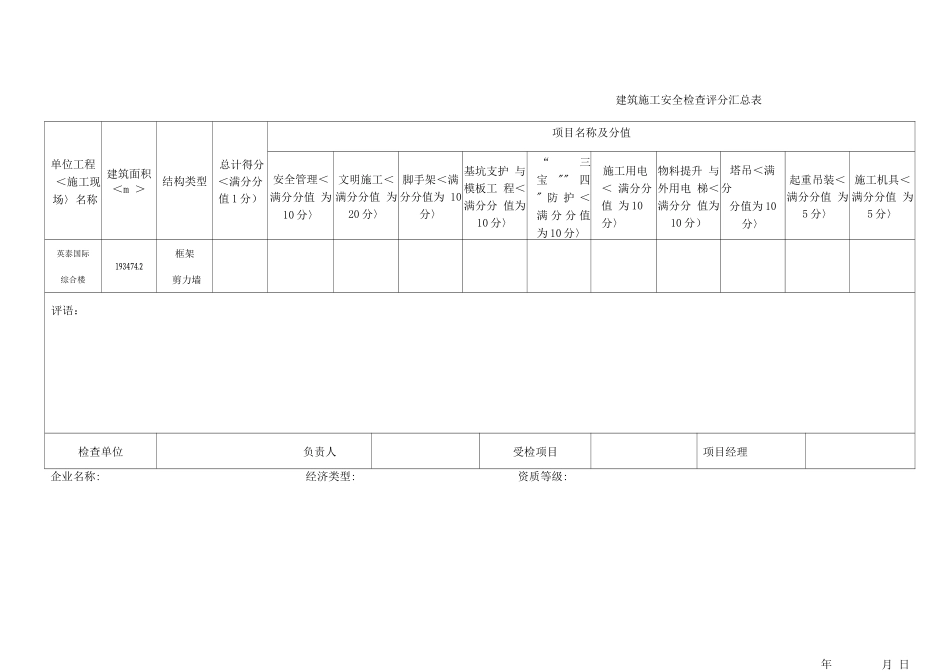 建筑施工安全检查评分表_第1页