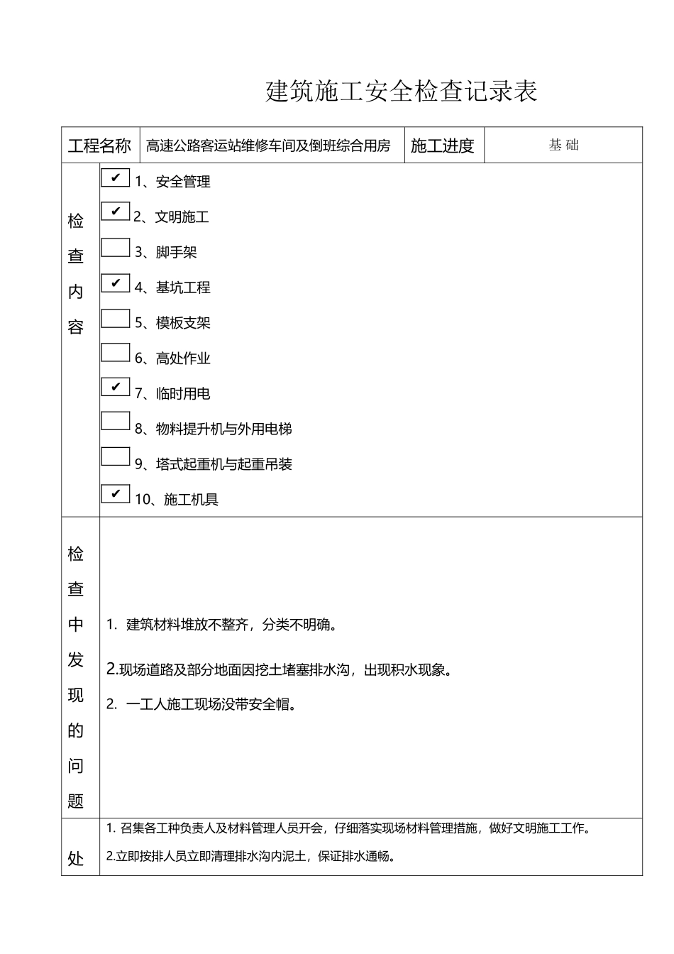建筑施工安全检查记录表_第2页