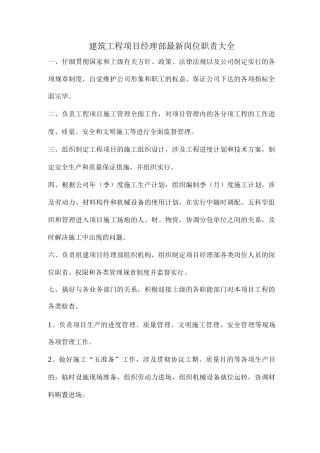 建筑施工项目经理岗位职责精要