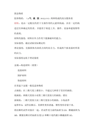 建筑材料概念重点剖析