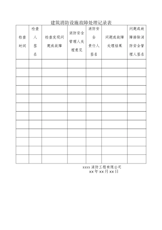 建筑消防设施故障处理记录表