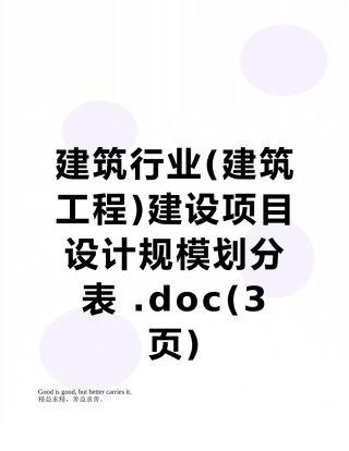 建筑行业建设项目设计规模划分表-