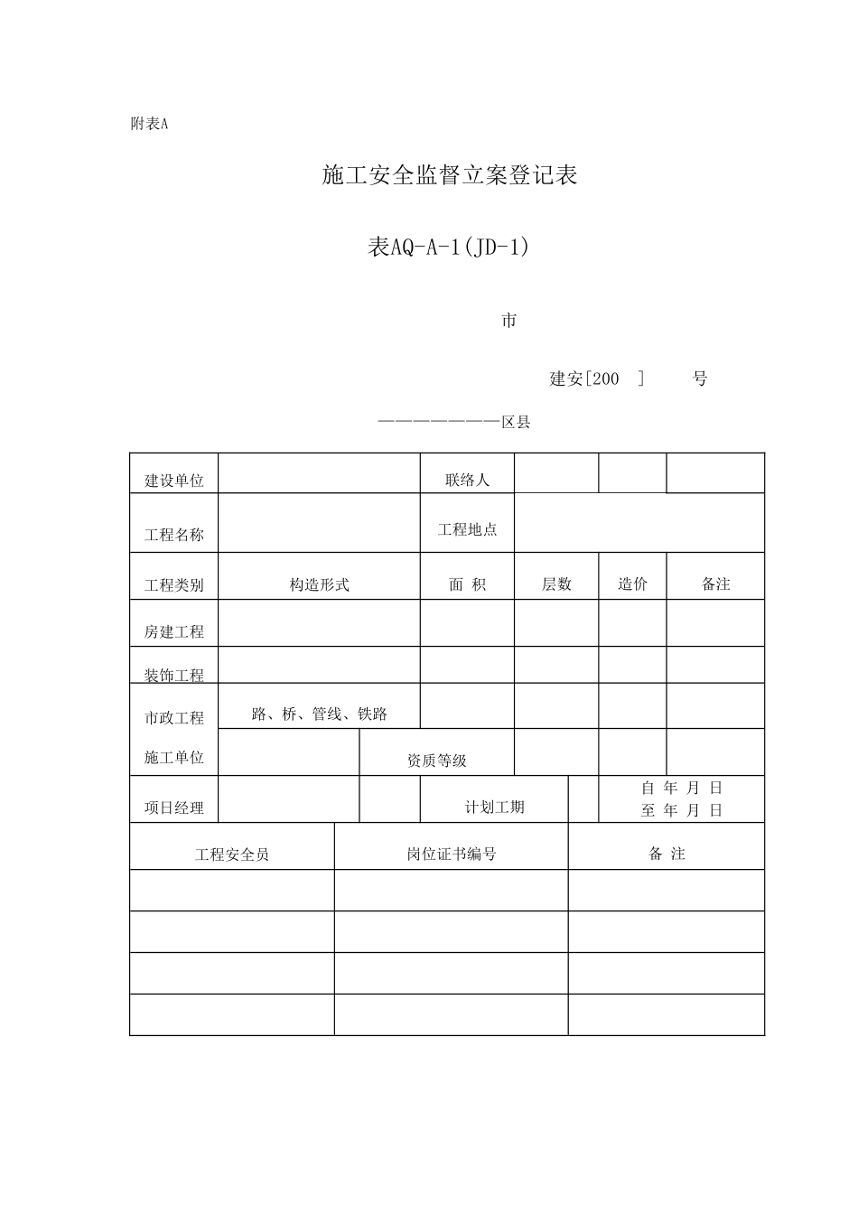 建设工程施工现场安全资料管理规程样表_第1页