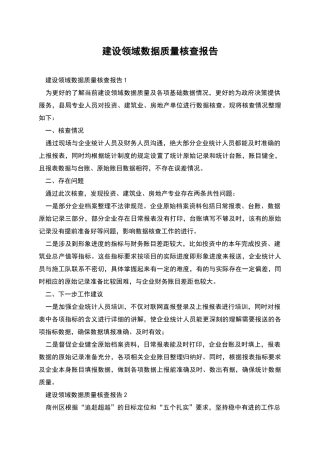 建设领域数据质量核查报告