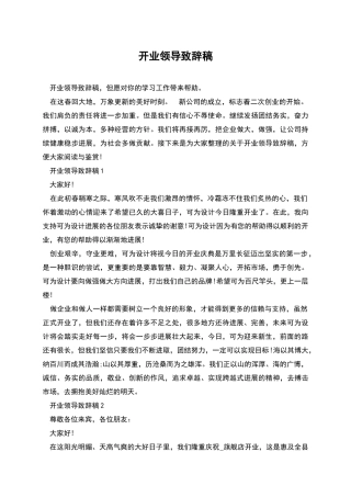 开业领导致辞稿