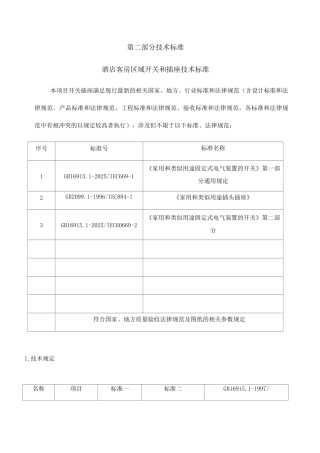 开关面板技术标准招标版