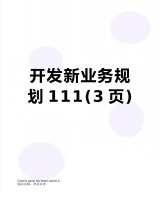 开发新业务规划111