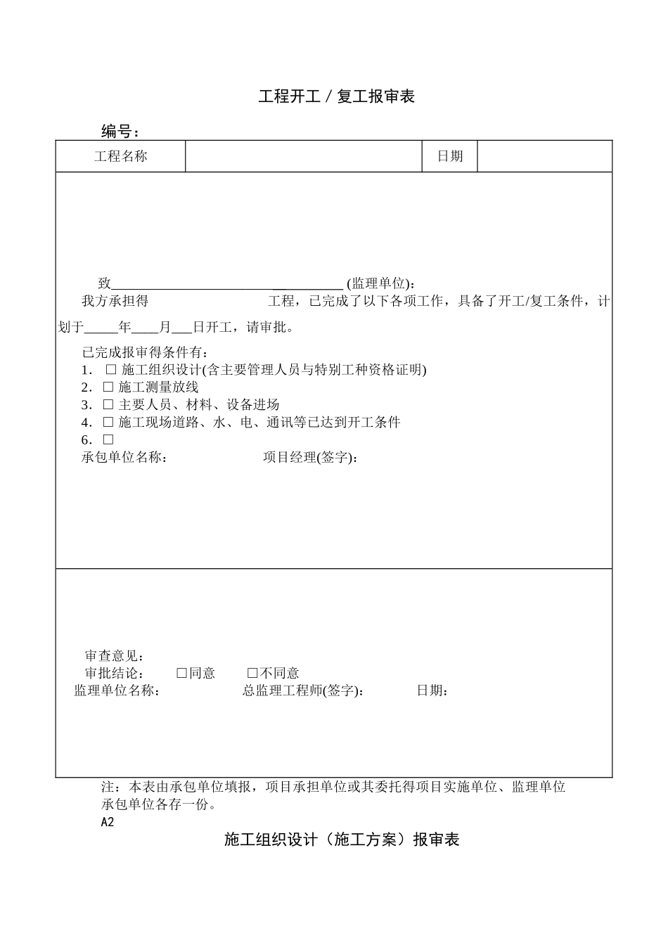 开工报告内容及表格_第2页