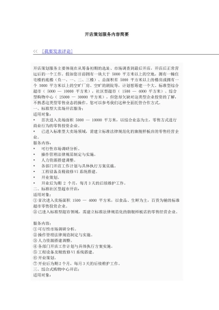 开店策划服务内容简要