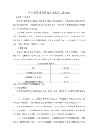 引水渠管道安装施工方案及工艺方法