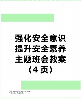 强化安全意识提升安全素养主题班会教案